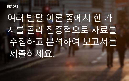 여러 발달 이론 중에서 한 가지를 골라 집중적으로 자료를 수집하고 분석하여 보고서를 제출하세요.