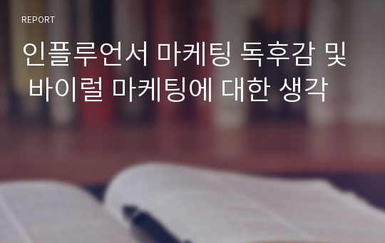 인플루언서 마케팅 독후감 및 바이럴 마케팅에 대한 생각