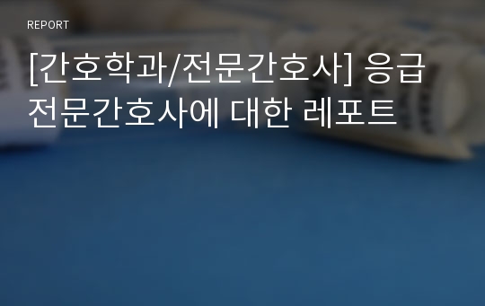 [간호학과/전문간호사] 응급전문간호사에 대한 레포트