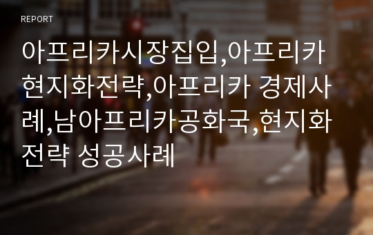 아프리카시장집입,아프리카 현지화전략,아프리카 경제사례,남아프리카공화국,현지화전략 성공사례