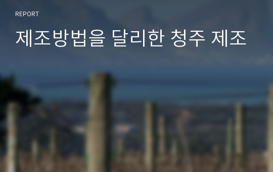 제조방법을 달리한 청주 제조