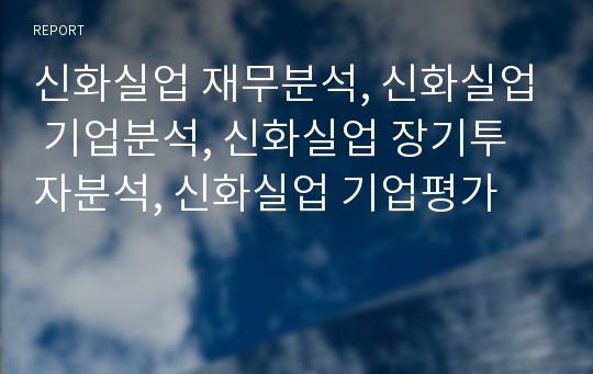 신화실업 재무분석, 신화실업 기업분석, 신화실업 장기투자분석, 신화실업 기업평가