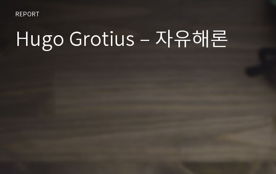 Hugo Grotius – 자유해론