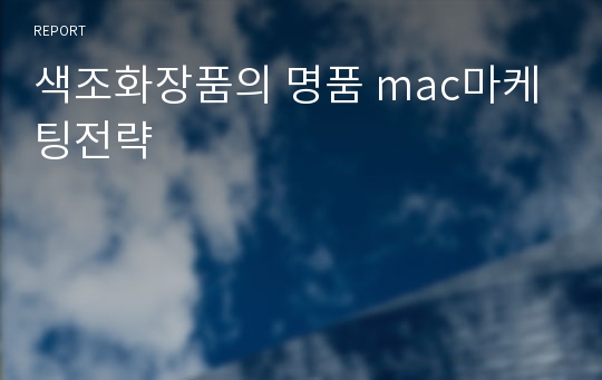 색조화장품의 명품 mac마케팅전략