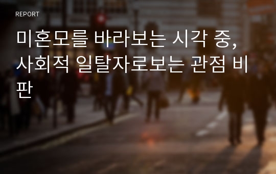 미혼모를 바라보는 시각 중,사회적 일탈자로보는 관점 비판