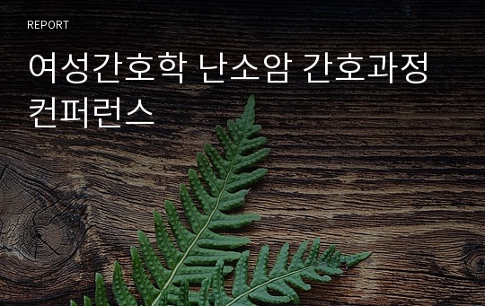 여성간호학 난소암 간호과정 컨퍼런스