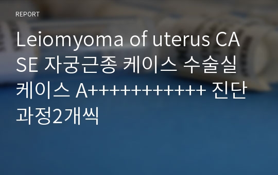 Leiomyoma of uterus CASE 자궁근종 케이스 수술실 케이스 A+++++++++++ 진단과정2개씩