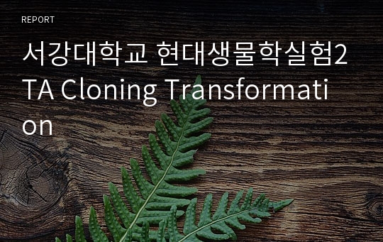 서강대학교 현대생물학실험2 TA Cloning Transformation
