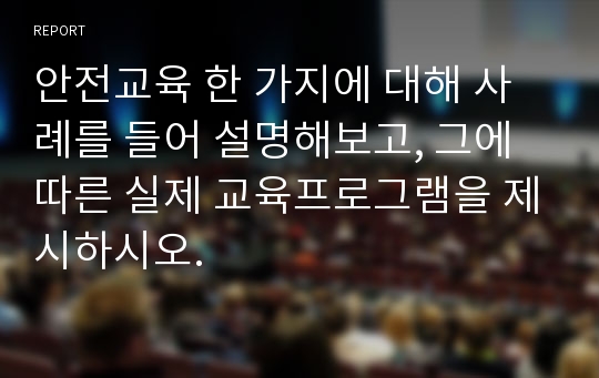 안전교육 한 가지에 대해 사례를 들어 설명해보고, 그에 따른 실제 교육프로그램을 제시하시오.