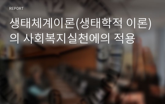 생태체계이론(생태학적 이론)의 사회복지실천에의 적용