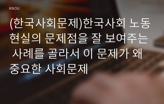 (한국사회문제)한국사회 노동현실의 문제점을 잘 보여주는 사례를 골라서 이 문제가 왜 중요한 사회문제