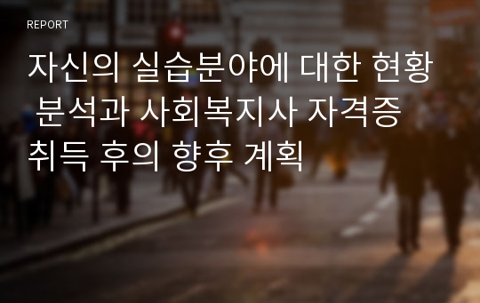 자신의 실습분야에 대한 현황 분석과 사회복지사 자격증 취득 후의 향후 계획