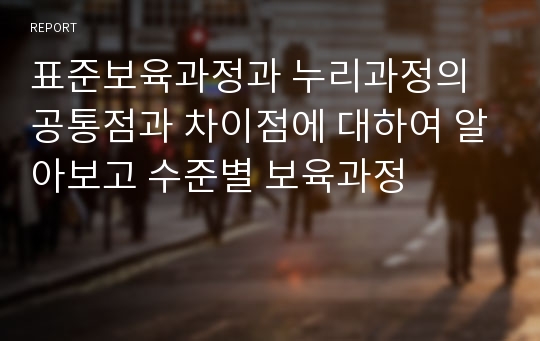 표준보육과정과 누리과정의 공통점과 차이점에 대하여 알아보고 수준별 보육과정