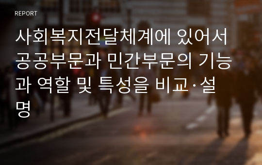 사회복지전달체계에 있어서 공공부문과 민간부문의 기능과 역할 및 특성을 비교·설명