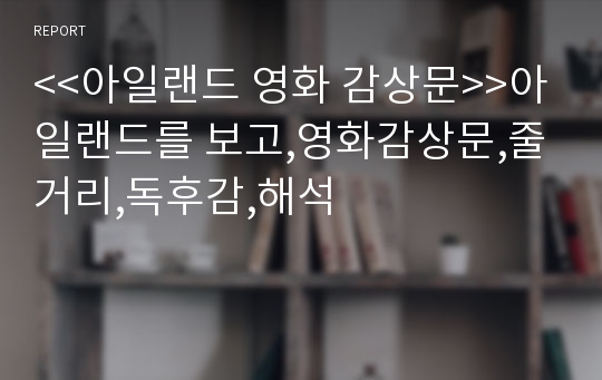 &lt;&lt;아일랜드 영화 감상문&gt;&gt;아일랜드를 보고,영화감상문,줄거리,독후감,해석