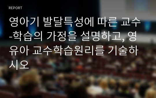 영아기 발달특성에 따른 교수-학습의 가정을 설명하고, 영유아 교수학습원리를 기술하시오