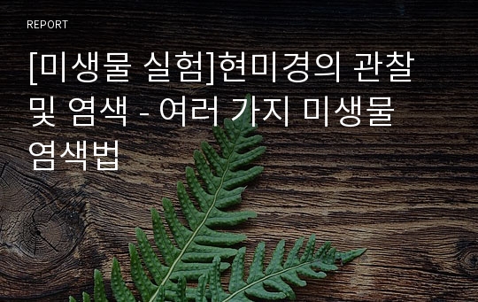 [미생물 실험]현미경의 관찰 및 염색 - 여러 가지 미생물 염색법