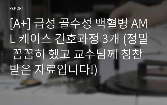 [A+] 급성 골수성 백혈병 AML 케이스 간호과정 3개 (정말 꼼꼼히 했고 교수님께 칭찬받은 자료입니다!)