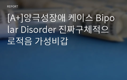 [A+]양극성장애 케이스 Bipolar Disorder 진짜구체적으로적음 가성비갑