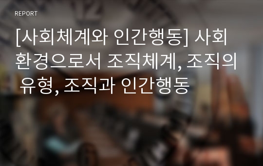 [사회체계와 인간행동] 사회환경으로서 조직체계, 조직의 유형, 조직과 인간행동