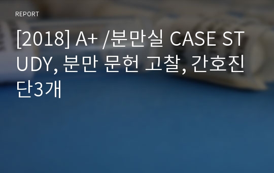 [2018] A+ /분만실 CASE STUDY, 분만 문헌 고찰, 간호진단3개