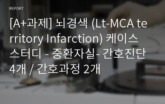 [A+과제] 뇌경색 (Lt-MCA territory Infarction) 케이스 스터디 - 중환자실- 간호진단 4개 / 간호과정 2개