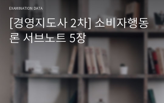 [경영지도사 2차] 소비자행동론 서브노트 5장