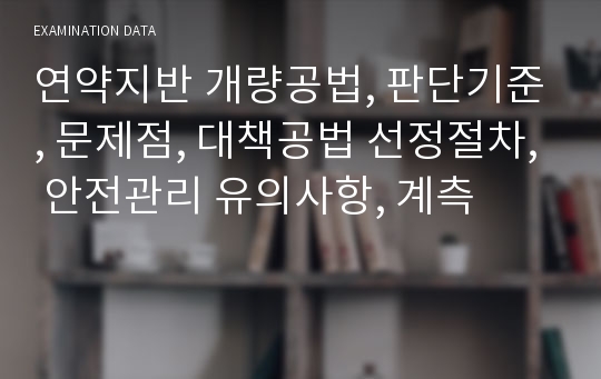 연약지반 개량공법, 판단기준, 문제점, 대책공법 선정절차, 안전관리 유의사항, 계측