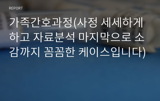 가족간호과정(사정 세세하게 하고 자료분석 마지막으로 소감까지 꼼꼼한 케이스입니다)