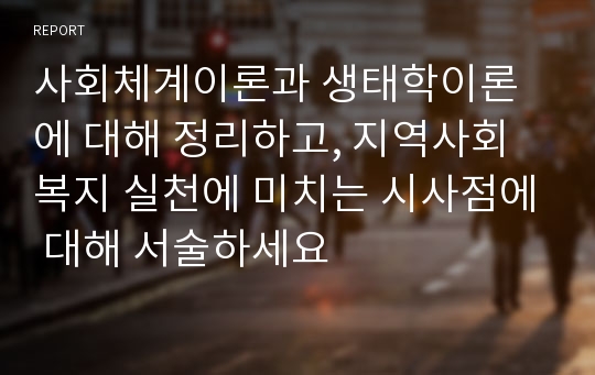 사회체계이론과 생태학이론에 대해 정리하고, 지역사회복지 실천에 미치는 시사점에 대해 서술하세요