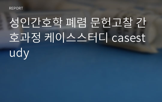 성인간호학 폐렴 문헌고찰 간호과정 케이스스터디 casestudy