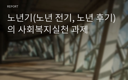 노년기(노년 전기, 노년 후기)의 사회복지실천 과제