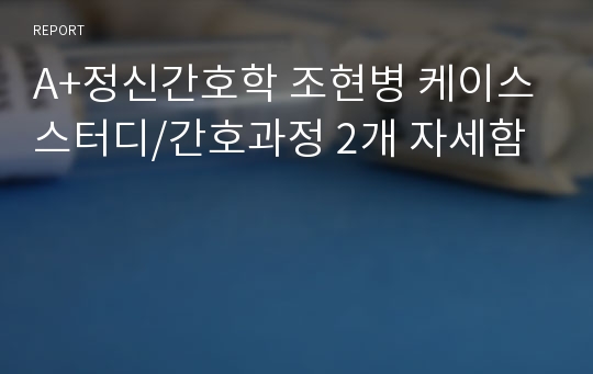 A+정신간호학 조현병 케이스스터디/간호과정 2개 자세함