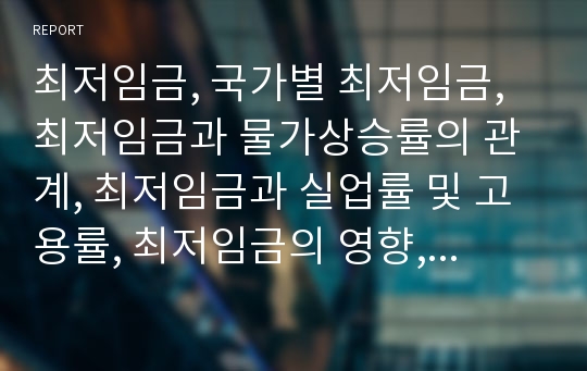 최저임금, 국가별 최저임금, 최저임금과 물가상승률의 관계, 최저임금과 실업률 및 고용률, 최저임금의 영향, 최저임금과 빅맥가격