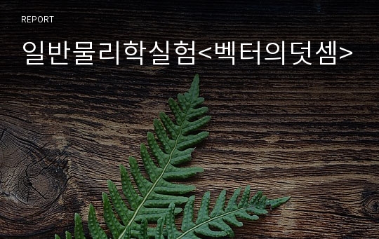 일반물리학실험&lt;벡터의덧셈&gt;