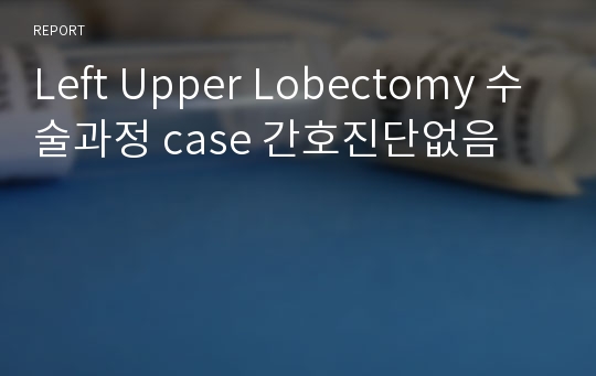 Left Upper Lobectomy 수술과정 case 간호진단없음