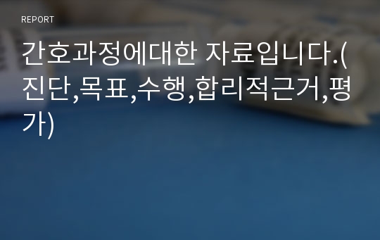 간호과정에대한 자료입니다.(진단,목표,수행,합리적근거,평가)