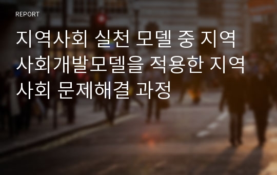 지역사회 실천 모델 중 지역사회개발모델을 적용한 지역사회 문제해결 과정