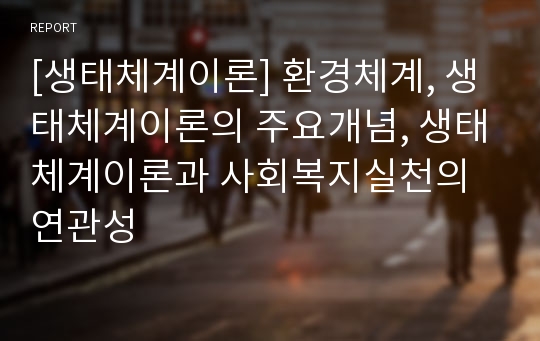 [생태체계이론] 환경체계, 생태체계이론의 주요개념, 생태체계이론과 사회복지실천의 연관성