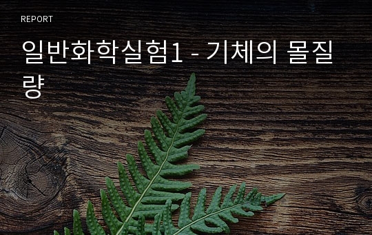 일반화학실험1 - 기체의 몰질량