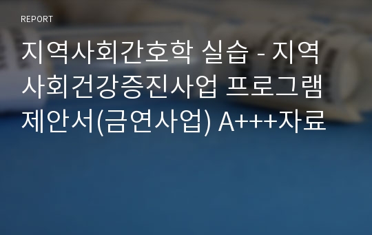 [A++] 지역사회간호학 건강증진사업 프로그램 제안서(금연사업), 사업제안서