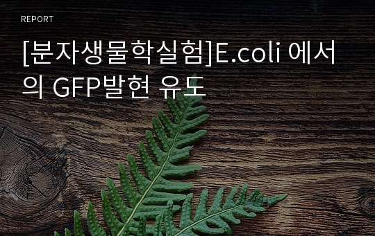 [분자생물학실험]E.coli 에서의 GFP발현 유도