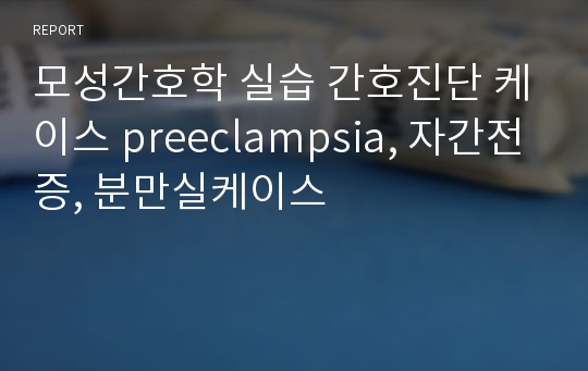 모성간호학 실습 간호진단 케이스 preeclampsia, 자간전증, 분만실케이스