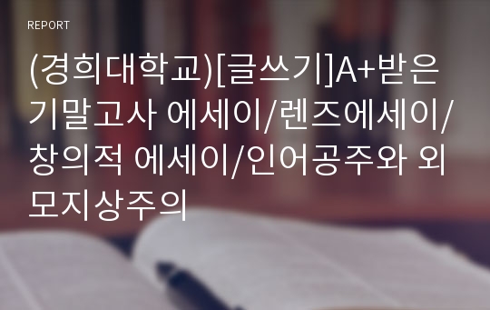 (경희대학교)[글쓰기]A+받은 기말고사 에세이/렌즈에세이/창의적 에세이/인어공주와 외모지상주의