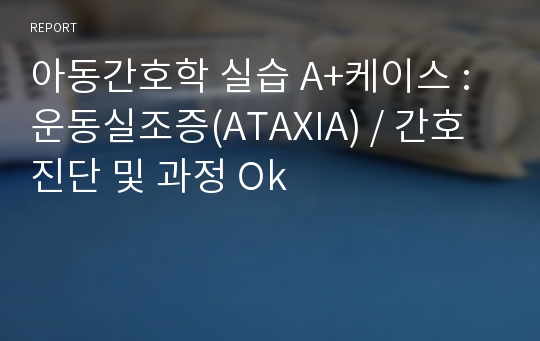 아동간호학 실습 A+케이스 : 운동실조증(ATAXIA) / 간호진단 및 과정 Ok