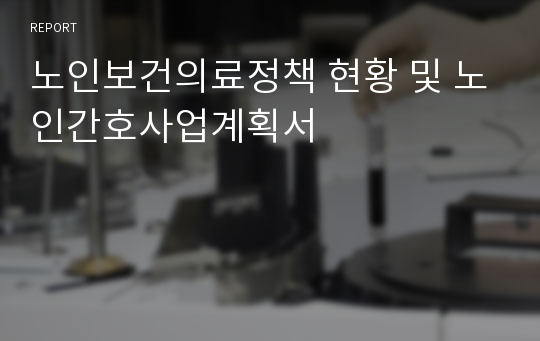 노인보건의료정책 현황 및 노인간호사업계획서