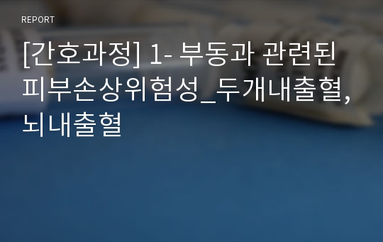 [간호과정] 1- 부동과 관련된 피부손상위험성 두개내출혈,뇌내출혈