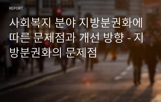 사회복지 분야 지방분권화에 따른 문제점과 개선 방향 - 지방분권화의 문제점