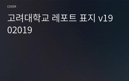 고려대학교 레포트 표지 v1902019