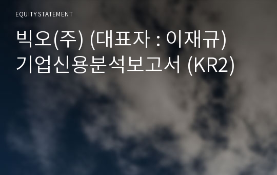 빅오(주) 기업신용분석보고서 (KR2)